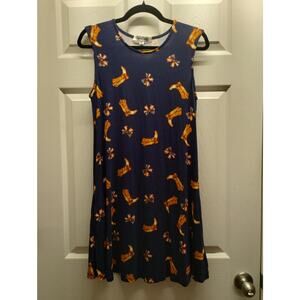 Vine and Valley Size M Navy Blue Cowboy Boots & American Flag Ribbons Tank Dress